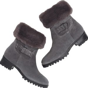 🆕TALBOTS Tish Foldover Grey Suede Leather Boots size 8 NWOT